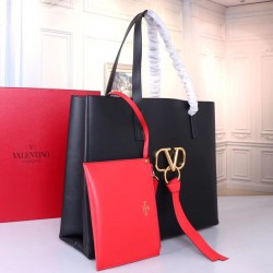 Valentino Garavani Black Large Vring Shopping Tote 090