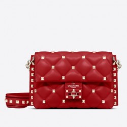 Valentino Small Candystud Crossbody Bag In Red Lambskin 203