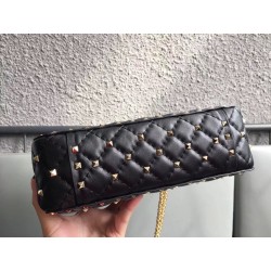 Valentino Rockstud Spike Medium Bag In Black Nappa Leather 234