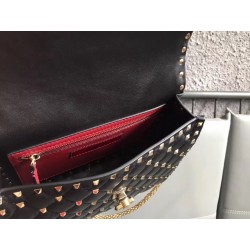 Valentino Rockstud Spike Medium Bag In Black Nappa Leather 234