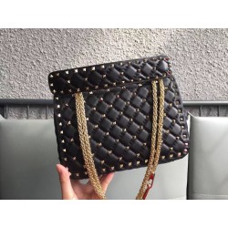 Valentino Rockstud Spike Medium Bag In Black Nappa Leather 234