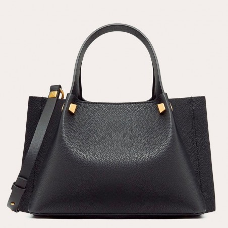 Valentino Vlogo Escape Small Shopper In Black Grainy Calfskin 993