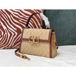 Valentino Small Vsling Handbag In Chevron Raffia 804