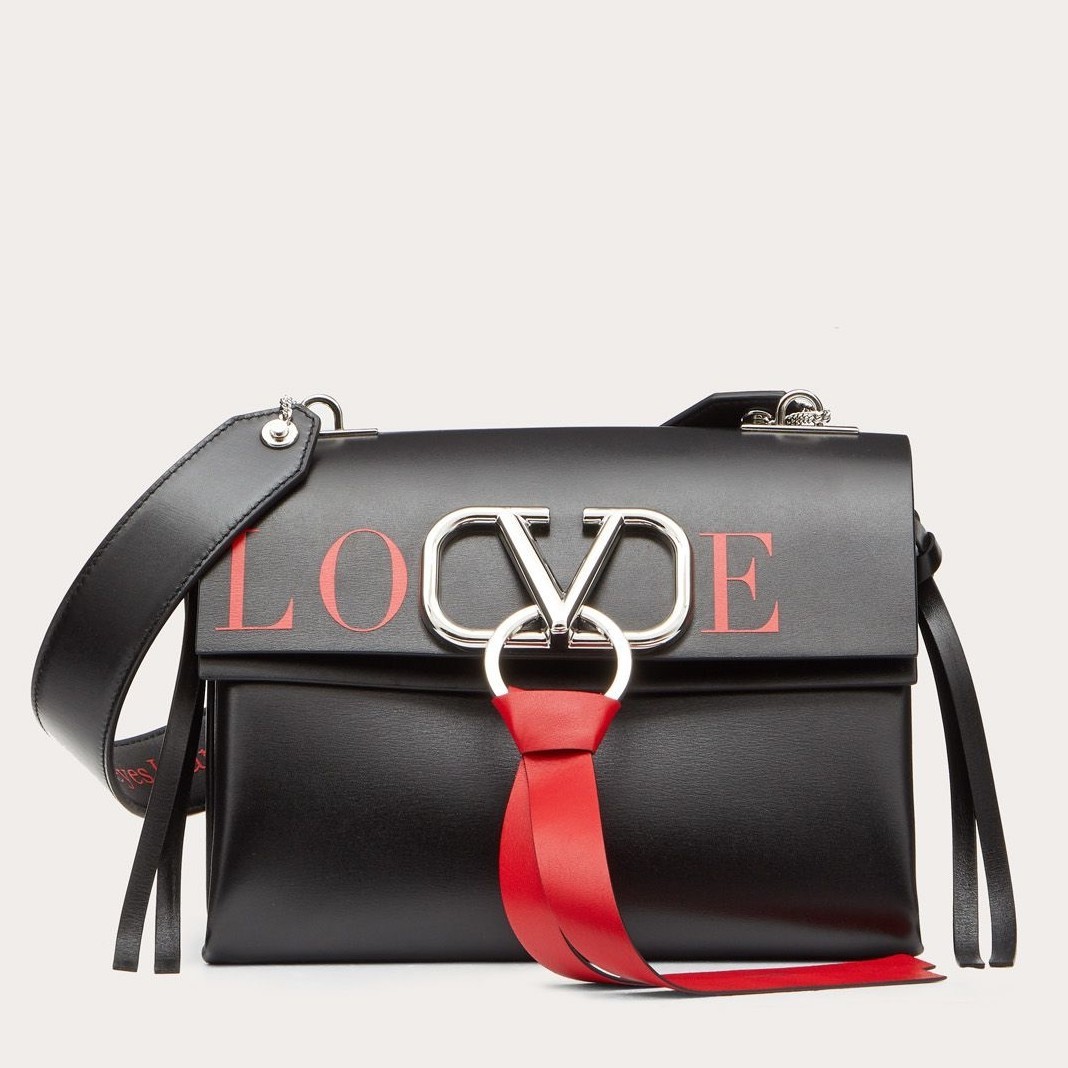 Valentino Small Love Vring Shoulder Black Bag 830