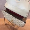 Valentino Medium Rockstud Spike Chain White Bag 678