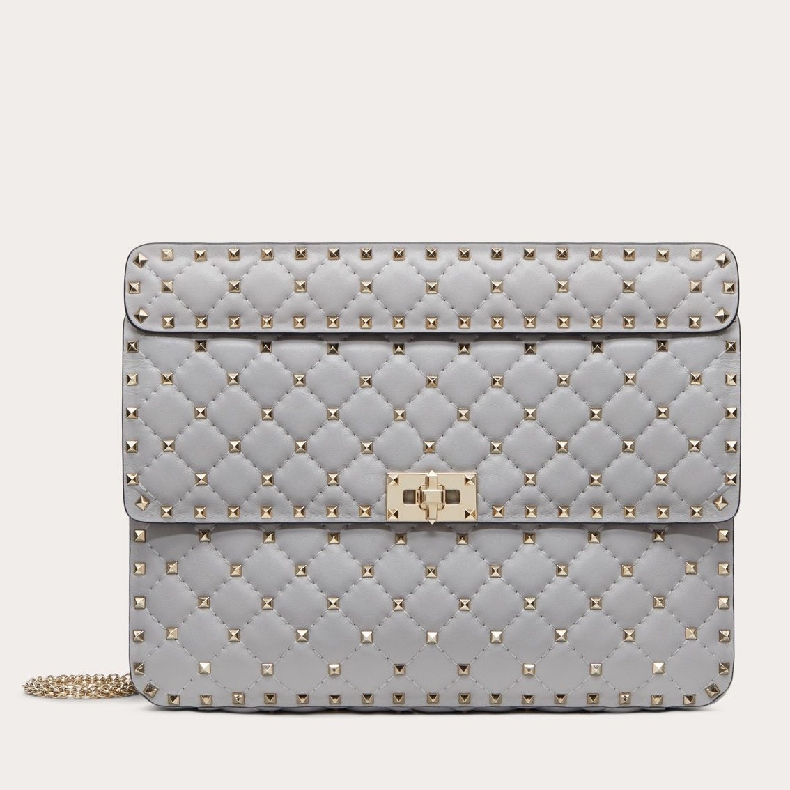 Valentino Large Rockstud Spike Bag In Pale Blue Lambskin 846