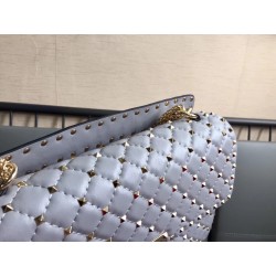 Valentino Large Rockstud Spike Bag In Pale Blue Lambskin 846