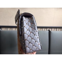 Valentino Large Rockstud Spike Bag In Pale Blue Lambskin 846