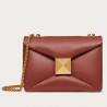 Valentino One Stud Chain Bag In Brown Nappa Leather 883