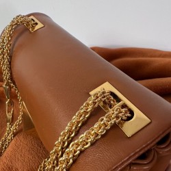 Valentino One Stud Chain Bag In Brown Nappa Leather 883