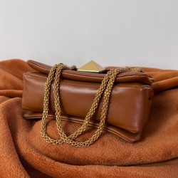 Valentino One Stud Chain Bag In Brown Nappa Leather 883