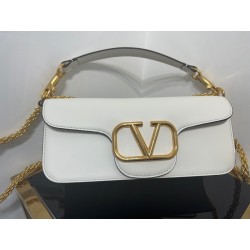 Valentino Loco Large Shoulder Bag In White Calfskin 352