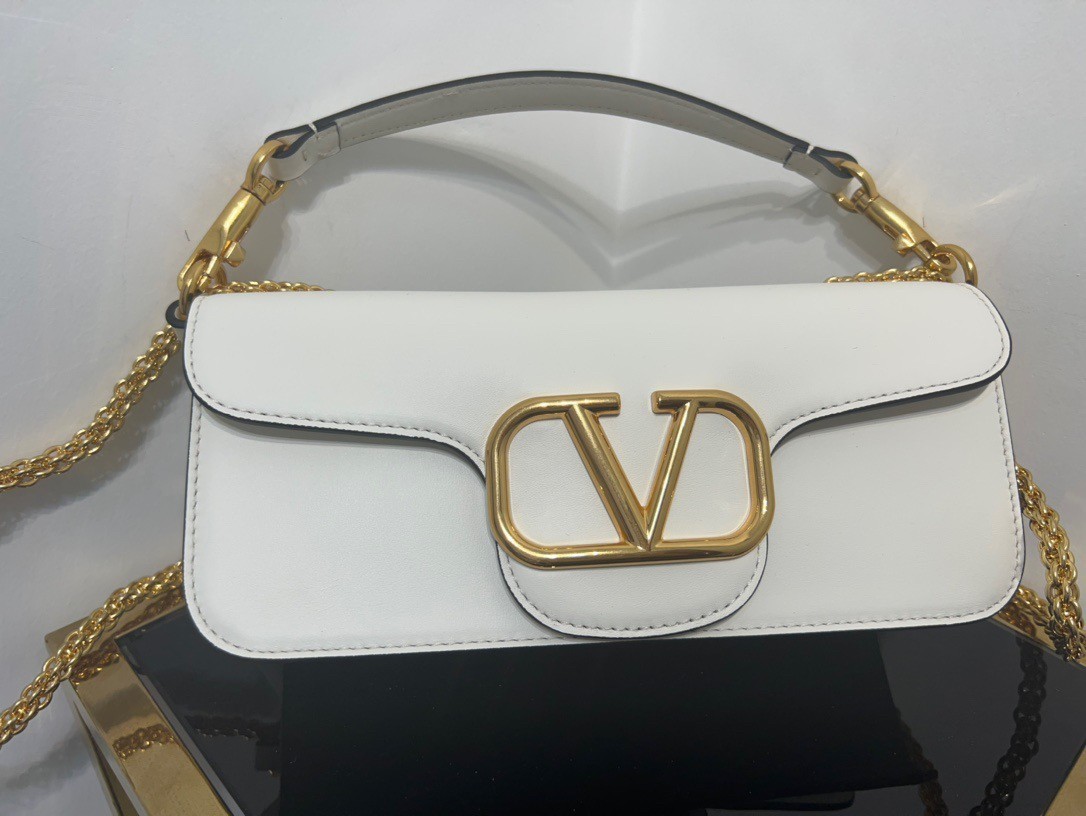 Valentino Loco Large Shoulder Bag In White Calfskin 352