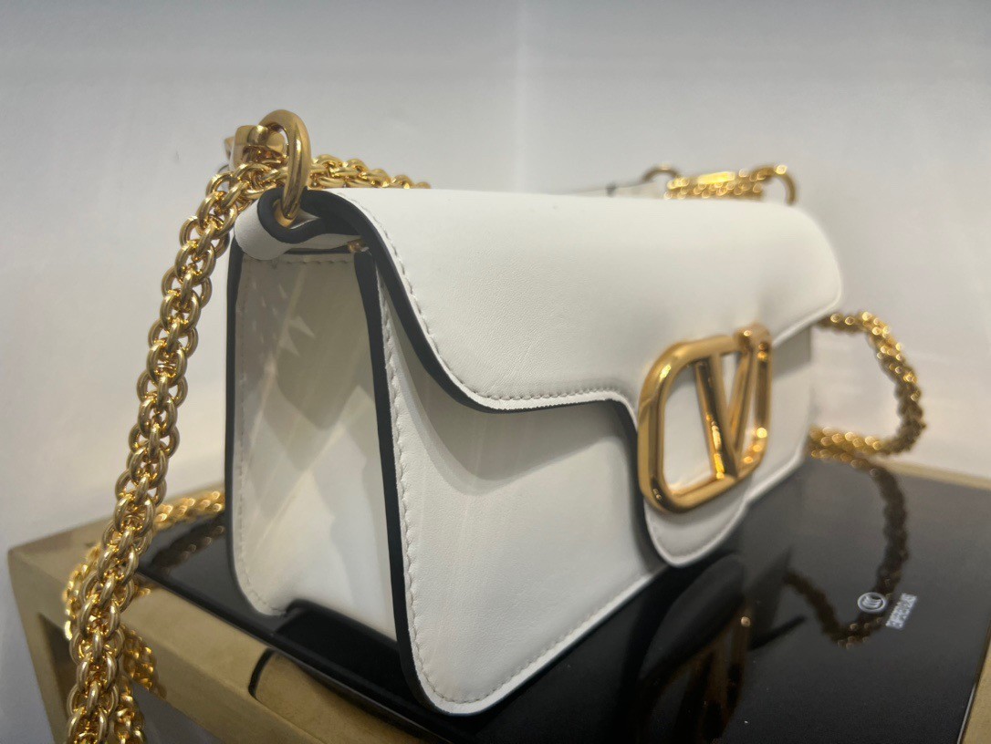 Valentino Loco Large Shoulder Bag In White Calfskin 352