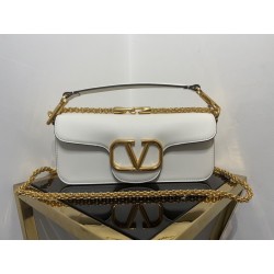 Valentino Loco Large Shoulder Bag In White Calfskin 352