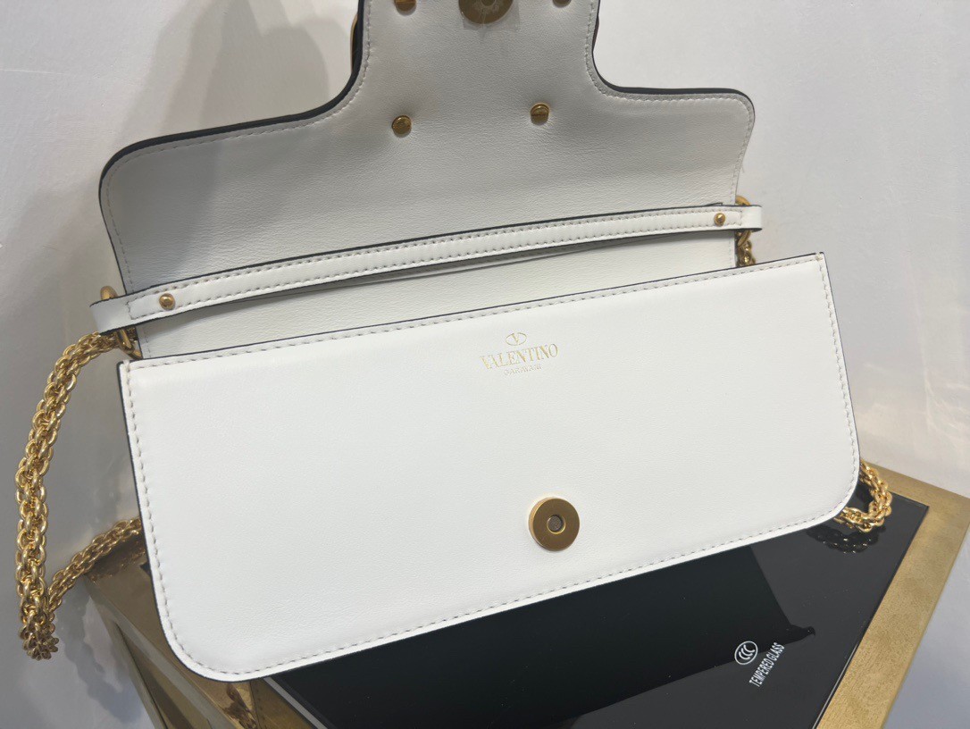 Valentino Loco Large Shoulder Bag In White Calfskin 352