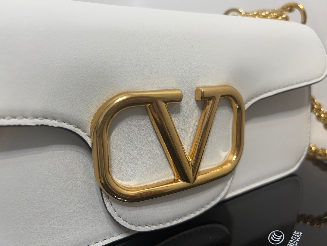 Valentino Loco Large Shoulder Bag In White Calfskin 352