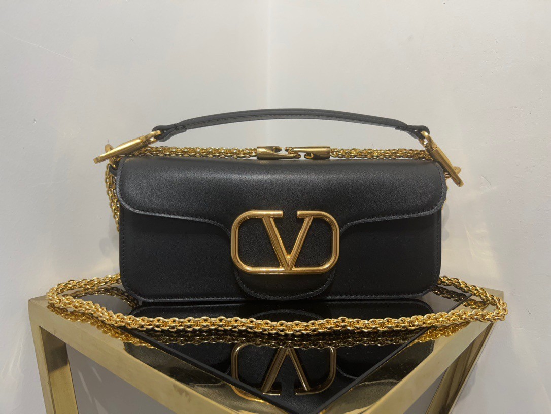 Valentino Loco Large Shoulder Bag In Black Calfskin 355