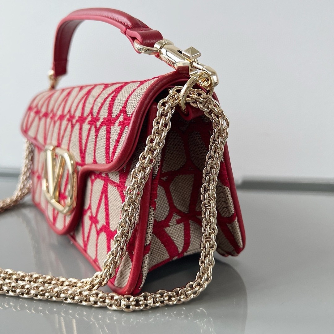 Valentino Large Loco Shoulder Bag in Red Toile Iconographe 380