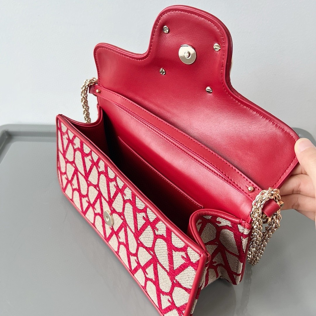 Valentino Large Loco Shoulder Bag in Red Toile Iconographe 380