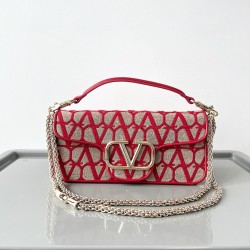 Valentino Large Loco Shoulder Bag in Red Toile Iconographe 380