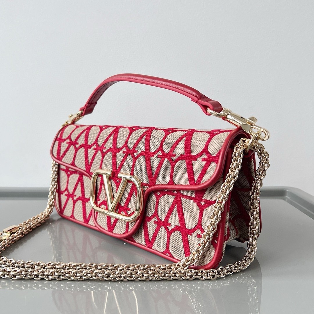 Valentino Large Loco Shoulder Bag in Red Toile Iconographe 380