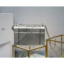 Dior Diorama Bag In Silver Metallic Calfskin 748