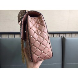 Valentino Large Rockstud Spike Bag In Poudre Nappa Leather 414