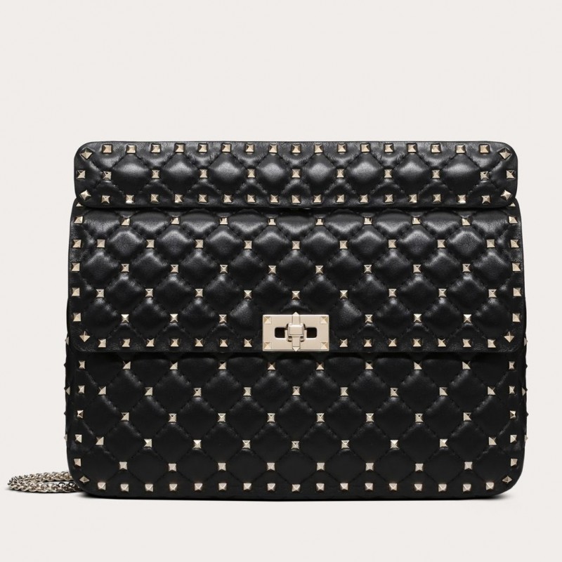 Valentino Black Large Free Rockstud Spike Chain Bag 329