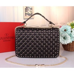 Valentino Black Large Free Rockstud Spike Chain Bag 329