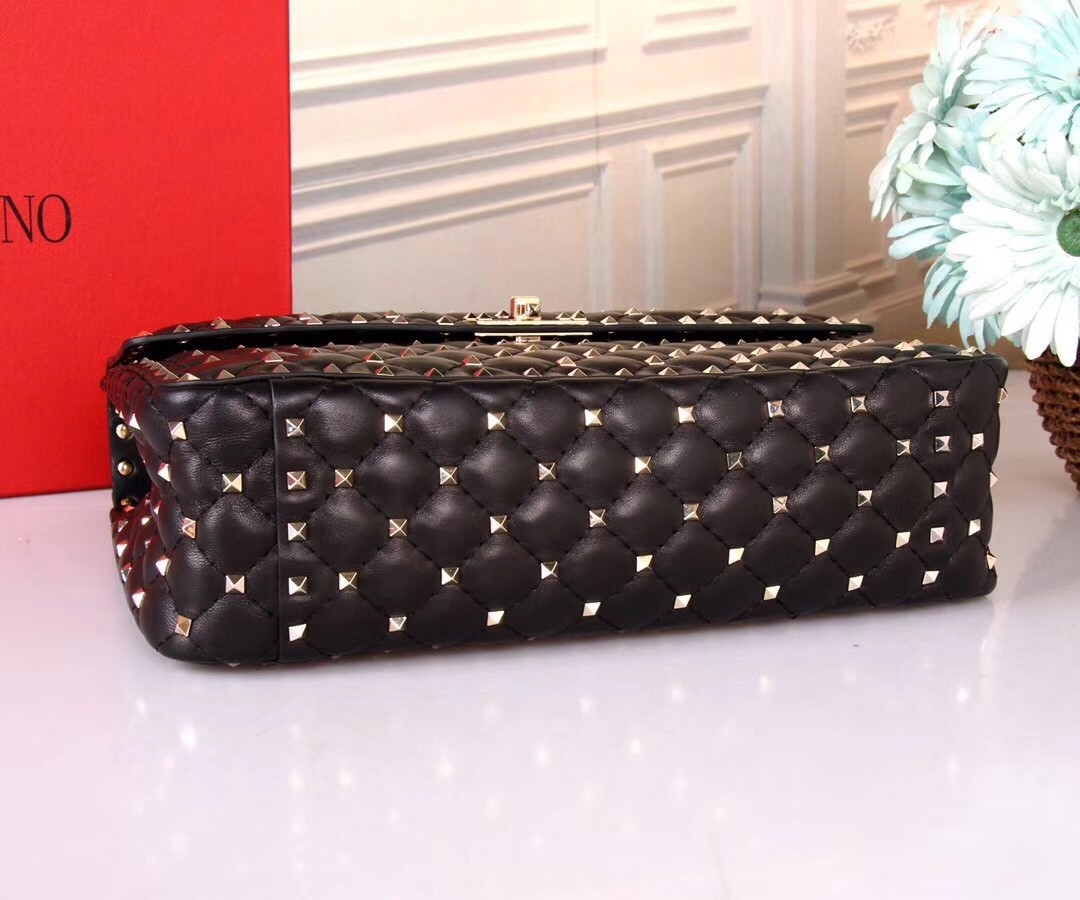 Valentino Black Large Free Rockstud Spike Chain Bag 329