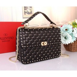 Valentino Black Large Free Rockstud Spike Chain Bag 329