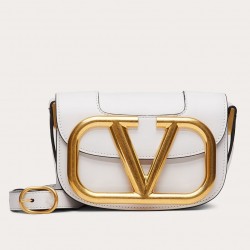 Valentino Small Supervee Crossbody Bag In White Leather 374