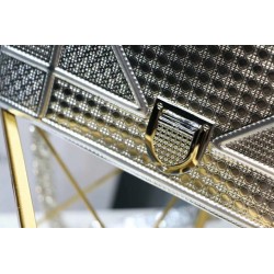 Dior Diorama Bag In Silver Metallic Calfskin 748