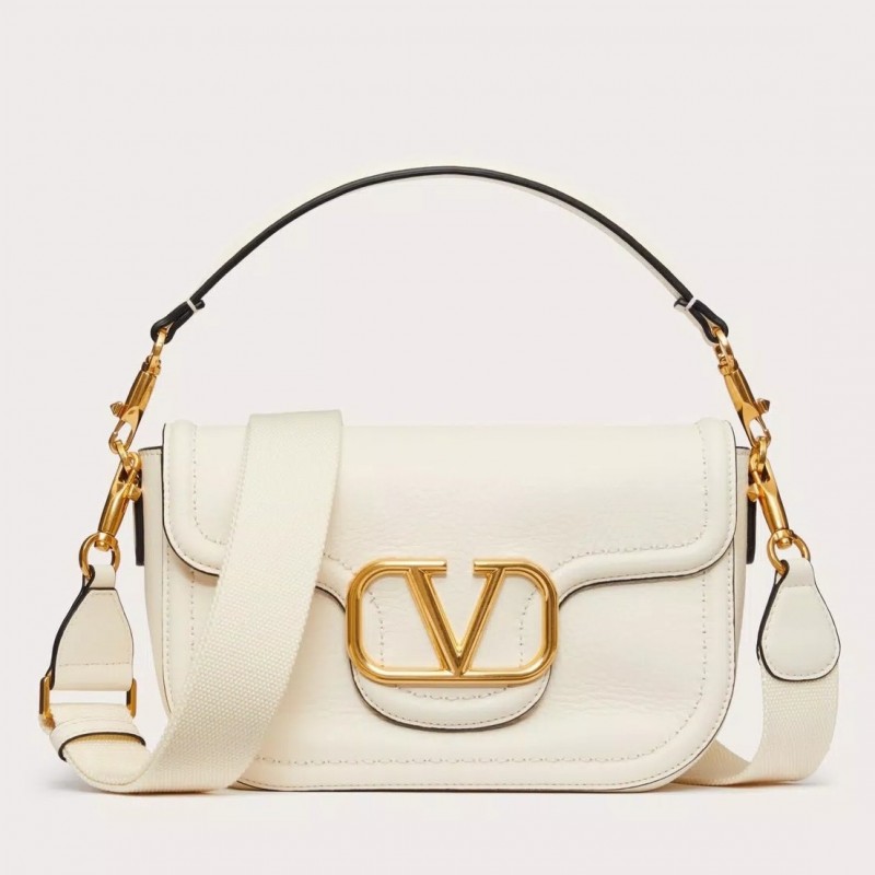 Valentino Alltime Shoulder Bag in White Grained Leather 504