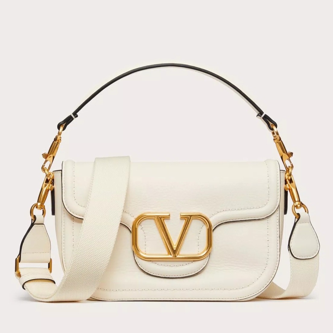 Valentino Alltime Shoulder Bag in White Grained Leather 504