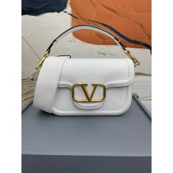 Valentino Alltime Shoulder Bag in White Grained Leather 504