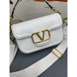 Valentino Alltime Shoulder Bag in White Grained Leather 504