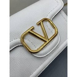 Valentino Alltime Shoulder Bag in White Grained Leather 504