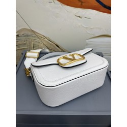 Valentino Alltime Shoulder Bag in White Grained Leather 504