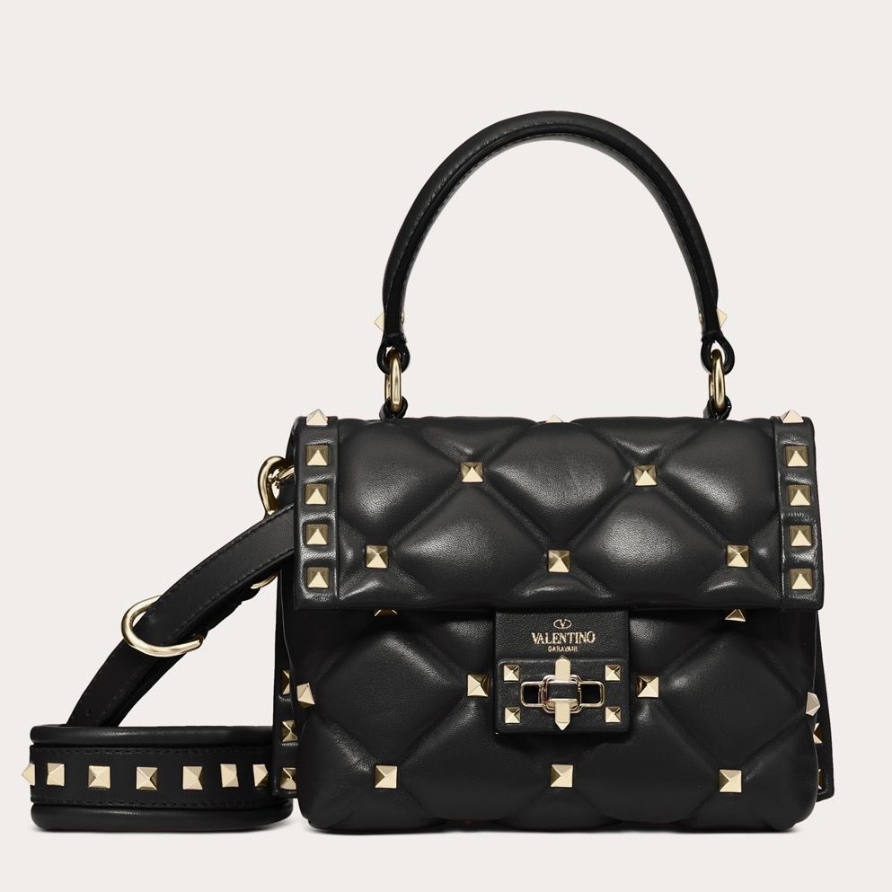 Valentino Candystud Mini Handbag In Black Lambskin 562