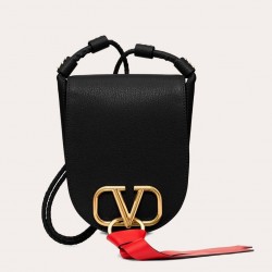 Valentino Small Vring Crossbody Bag In Black Goatskin 974