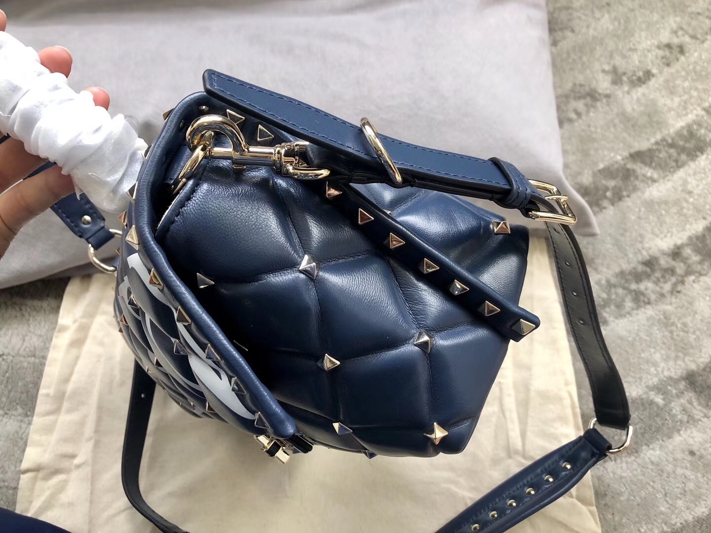 Valentino Garavani Blue VLTN Quilted Candystud Bag 018