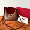 Valentino Stud Sign Hobo Bag In Dark Brown Calfskin 094