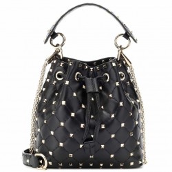 Valentino Small Noir Rockstud Spike Bucket Bag 131