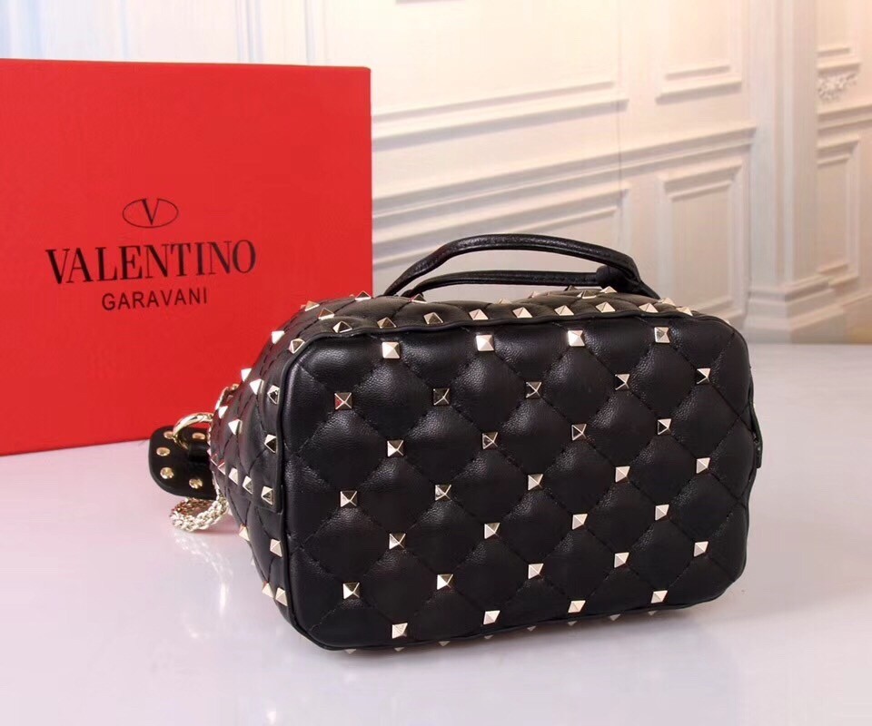 Valentino Small Noir Rockstud Spike Bucket Bag 131