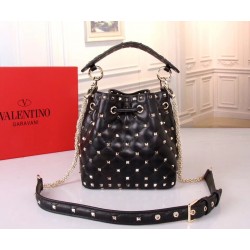 Valentino Small Noir Rockstud Spike Bucket Bag 131