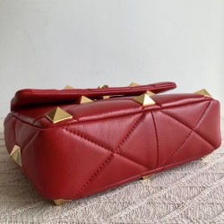 Valentino Medium Roman Stud Chain Bag In Red Nappa 156