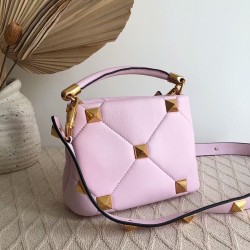Valentino Small Roman Stud Top Handle Bag In Pink Nappa 208