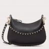 Valentino Rockstud Small Hobo Bag in Black Grainy Calfskin 349